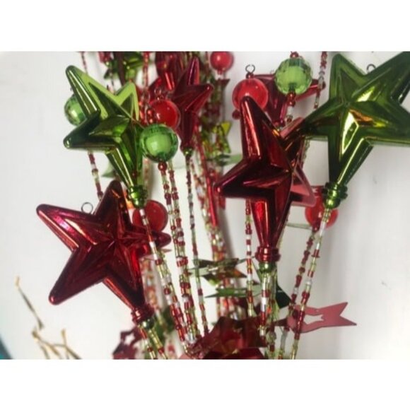 17”Red Green White Christmas Tree Decorations Beads Sequin Electroplating - Picture 1 of 2